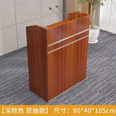 燕子高飞讲台现代简约演讲发言台接待台司仪主持台培训台教室讲桌迎宾台深棕色双抽屉款80*40*105cm演讲台