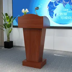 自然元素演讲台发言台席台教师导购台酒店迎宾台接待台办公培训主持台柚木色